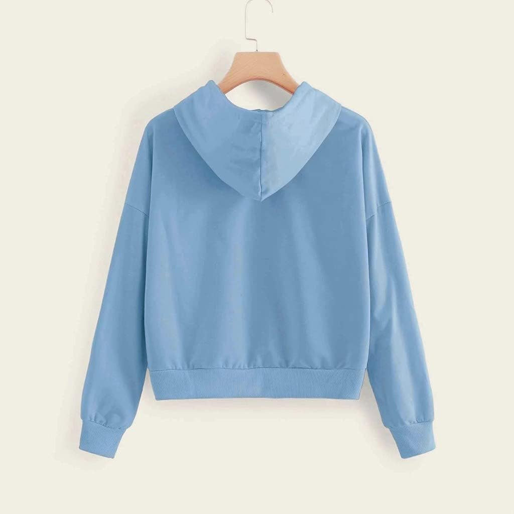 Hoodies for Women Cropped, Women'S Zip up Long Sleeve Crop Tops Hoodie Casual Hooded Pullover Sweatshirts