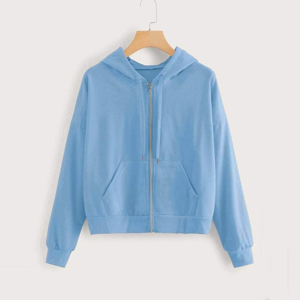 Hoodies for Women Cropped, Women'S Zip up Long Sleeve Crop Tops Hoodie Casual Hooded Pullover Sweatshirts