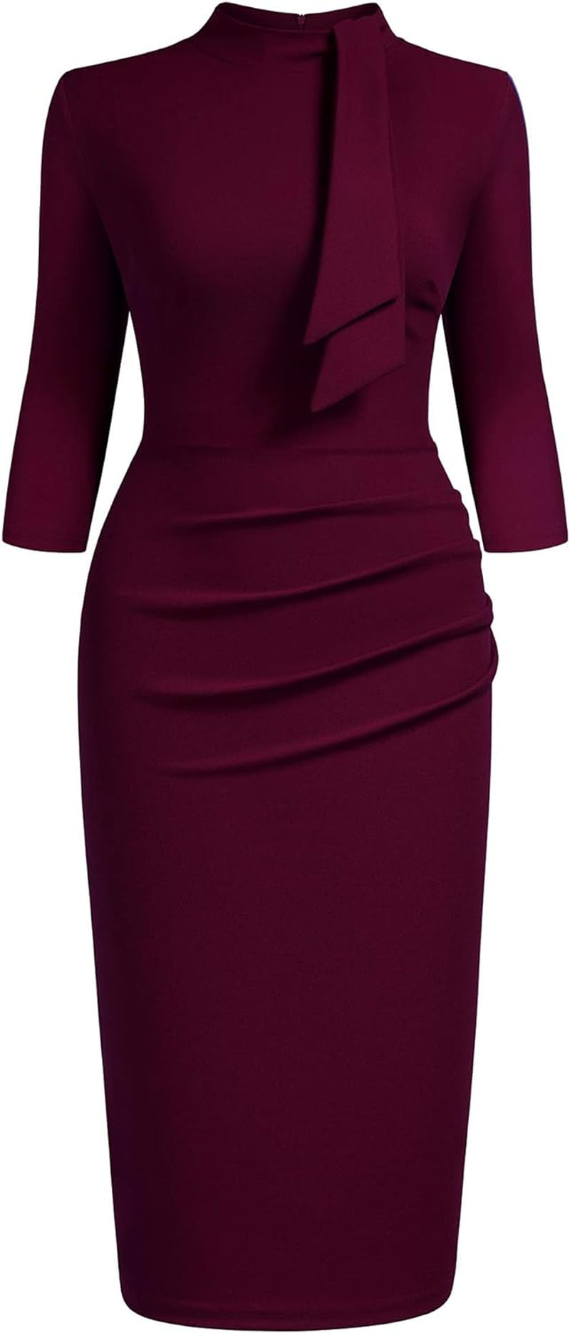 Women'S Retro Half Collar Ruffle Style Cocktail Pencil Dress