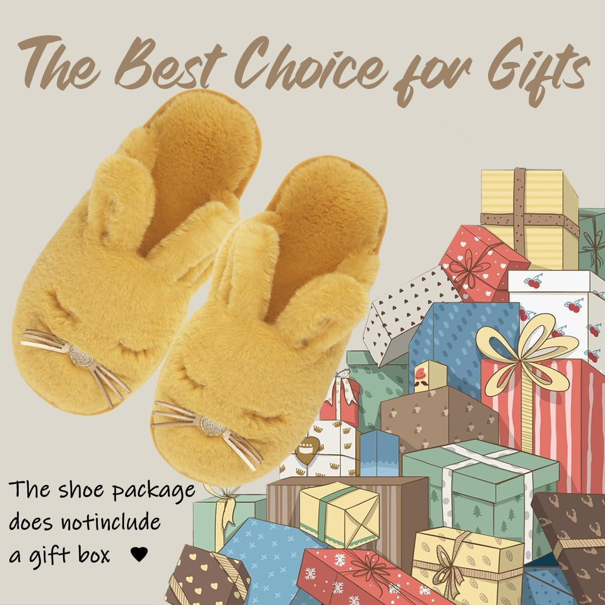 Bunny Slippers for Women Fuzzy Cute Animal Memory Foam Indoor House Slippers Easter Thanksgiving Christmas Slippers Gifts