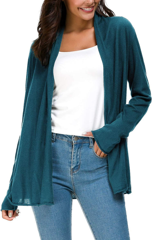 Women'S Long Sleeve Open Front Casual Thin Cardigan