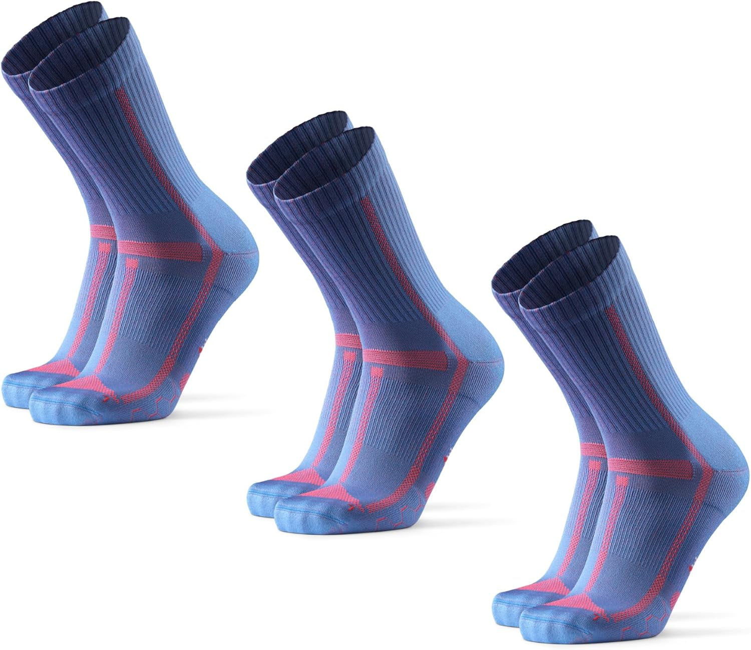 Long Distance Crew Running Socks, Moisture Wicking, Cushioned & Anti-Blister, 3 Pair Pack for Men & Women