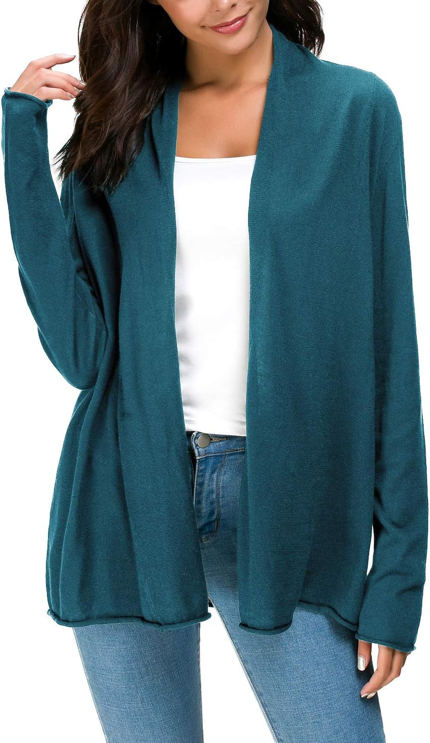 Women'S Long Sleeve Open Front Casual Thin Cardigan